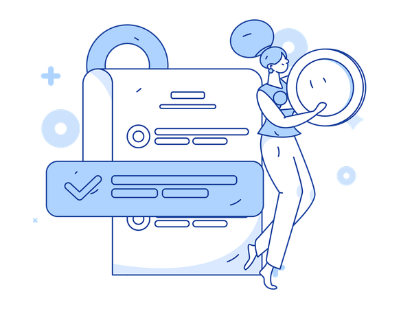 Girl ticking questionnaire checklist  Illustration