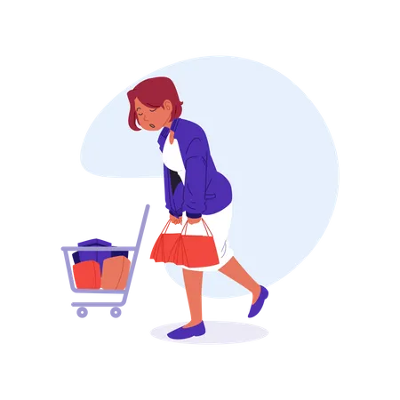 Girl tired of shopping  Illustration