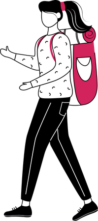 Girl tourist with backpack Illustration
