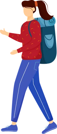 Girl tourist with backpack  Illustration