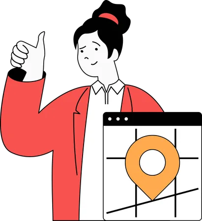 Girl tracking delivery location  Illustration