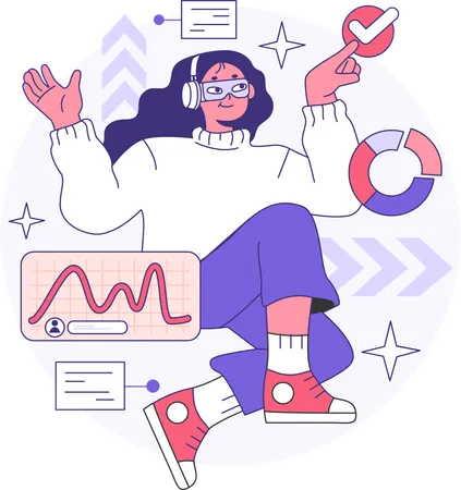 Girl tracking health using wearable smartwatch  Illustration