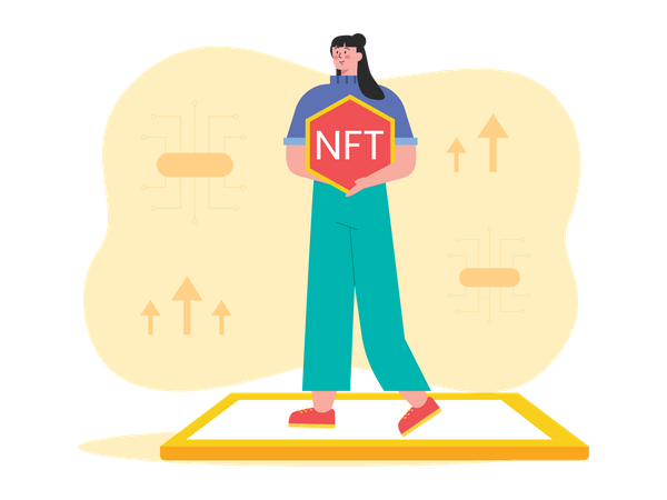 Girl trading NFT  Illustration