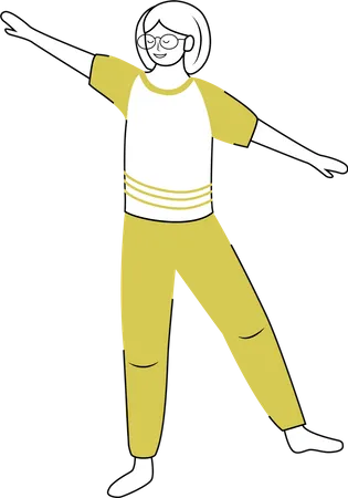Girl training balance with exercise Illustration