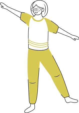 Girl training balance with exercise  Illustration