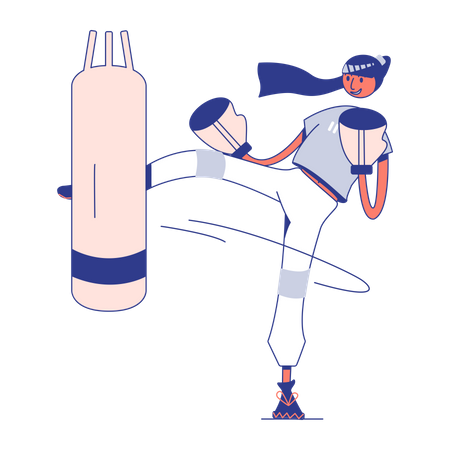 Girl trains for boxing  Illustration