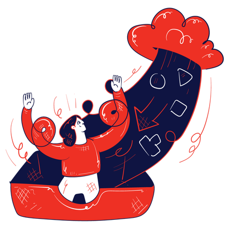 Girl transfer data on cloud  Illustration