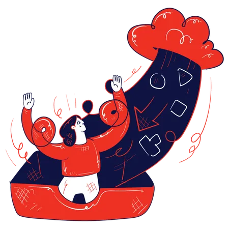 Girl transfer data on cloud  Illustration