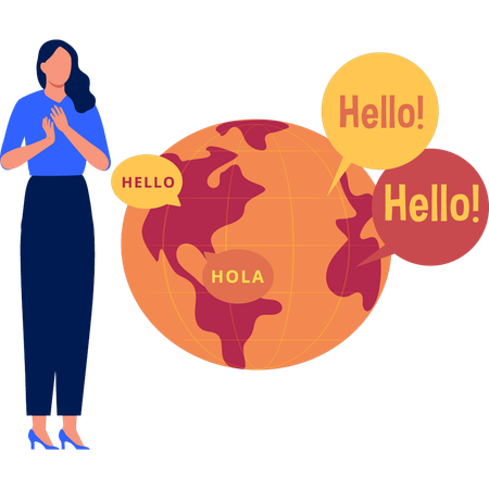 Girl translates international language  イラスト