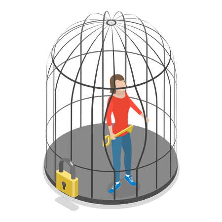 Girl trapped in mind prison  Illustration