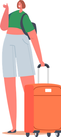 Girl Traveler with luggage Illustration
