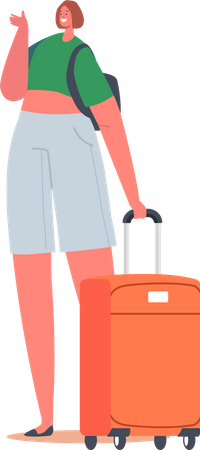 Girl Traveler with luggage  Illustration