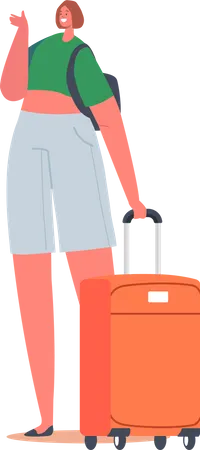 Girl Traveler with luggage  Illustration