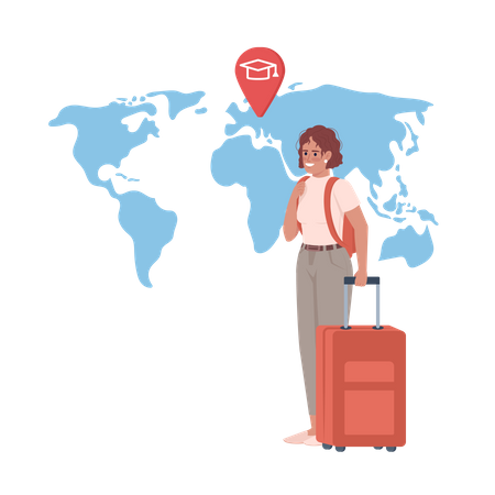 Girl travelling abroad to study  Illustration
