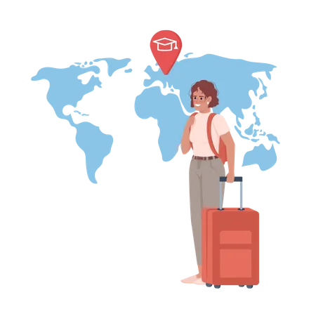 Girl travelling abroad to study  Illustration