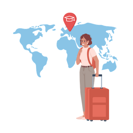 Girl travelling abroad to study  イラスト