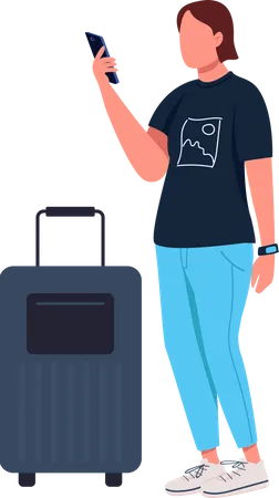 Girl travelling in covid time  Illustration