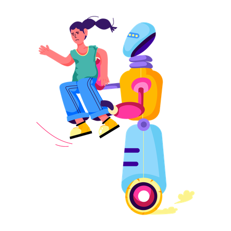 Girl travelling with robotic friend  Illustration