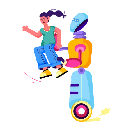 Girl travelling with robotic friend  Illustration