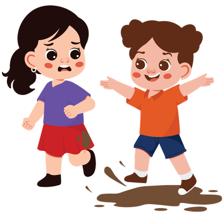 Girl Treading Mud  Illustration