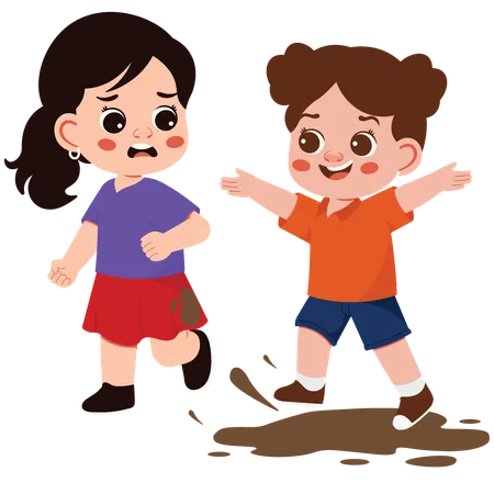 Girl Treading Mud  Illustration