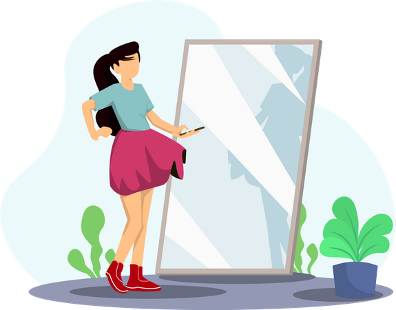 Girl trying dress  Illustration