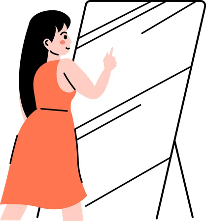 Girl trying on clothes in front of mirror  Illustration