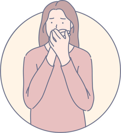 Girl trying to keep mouth shut  Illustration