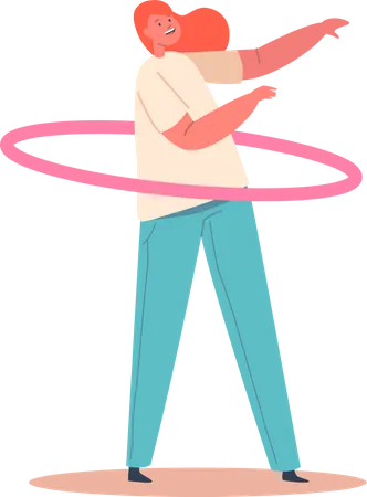Girl twisting hula hoop Illustration