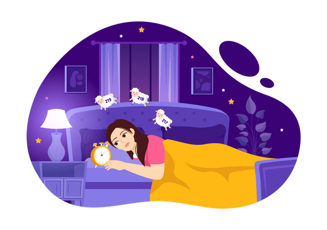 Girl Unable to Sleep  Illustration