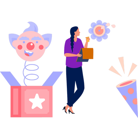 Girl unboxing gifts  Illustration