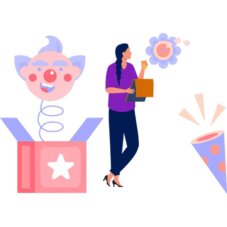 Girl unboxing gifts  Illustration