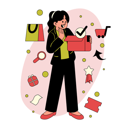 Girl Unboxing Order  Illustration