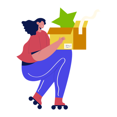 Girl Unboxing product  Illustration