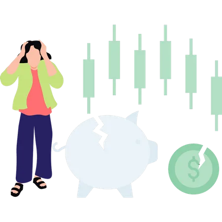 The Girl Is Under Pressure For The Stock Exchange Illustration
