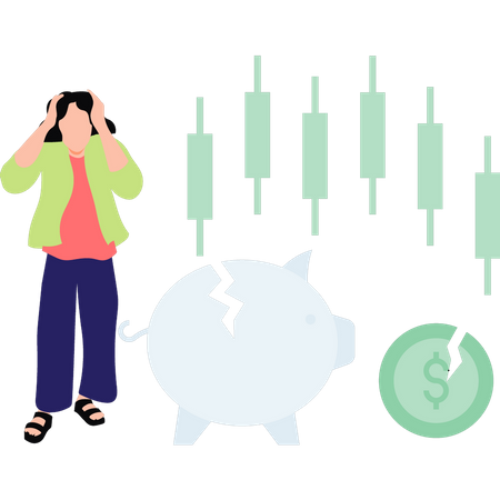 Girl under pressure for stock exchange  Illustration