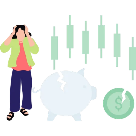 Girl under pressure for stock exchange  Illustration