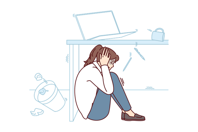 Girl under workload Illustration