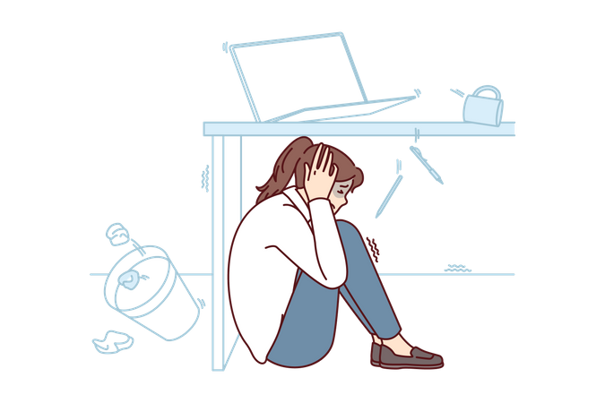 Girl under workload  Illustration