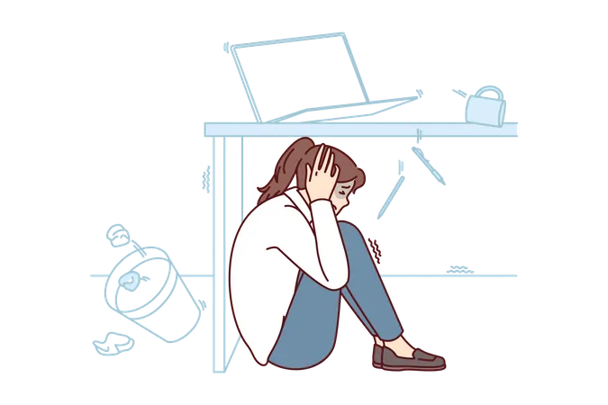 Girl under workload  Illustration