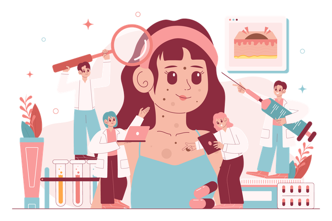 Girl undergoing facial treatment  Illustration