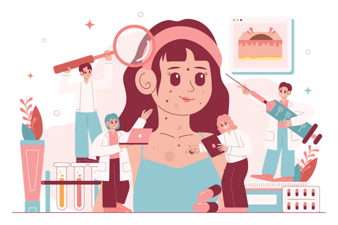 Girl undergoing facial treatment  Illustration