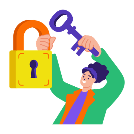 Girl unlocking opportunity  Illustration