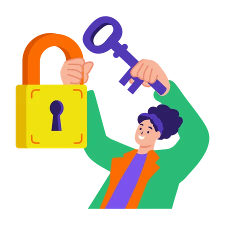 Girl unlocking opportunity  Illustration