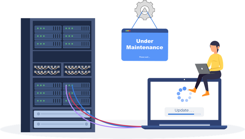 Girl Updating System  Illustration