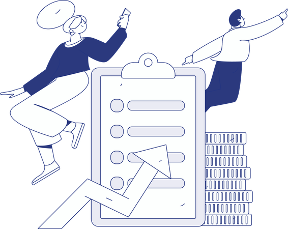 Girl uploading business data  Illustration