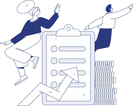 Girl uploading business data  Illustration