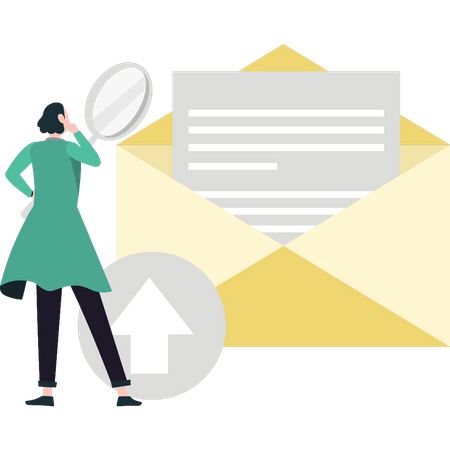 Girl uploading mail  Illustration