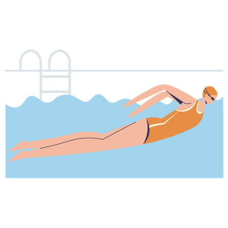 Girl use Butterfly Stroke technique for swimming  Illustration