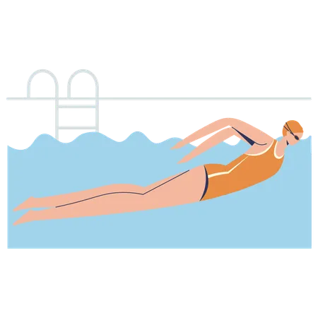 Girl use Butterfly Stroke technique for swimming  Illustration